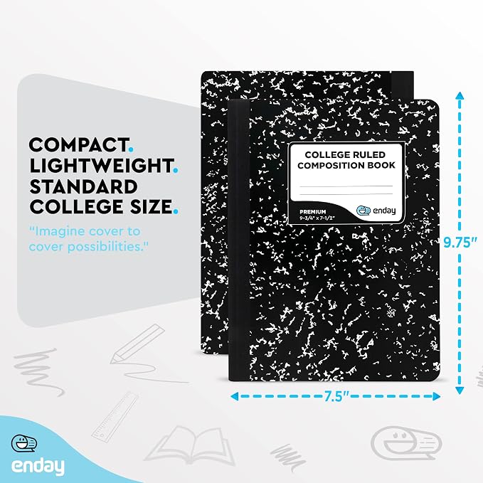Enday Composition Notebook Hard Cover Marble composition notebook, 100 Sheets - Image 5