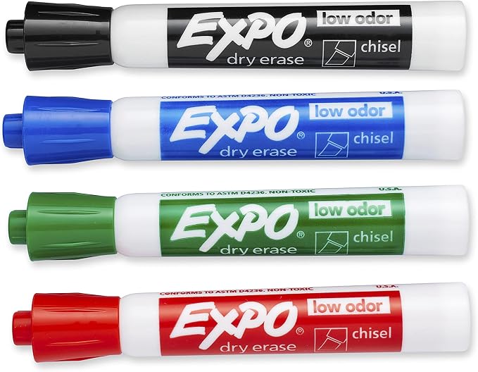 EXPO Dry Erase Markers, Low Odor Ink, Chisel Tip, Organization, Essential - Image 2