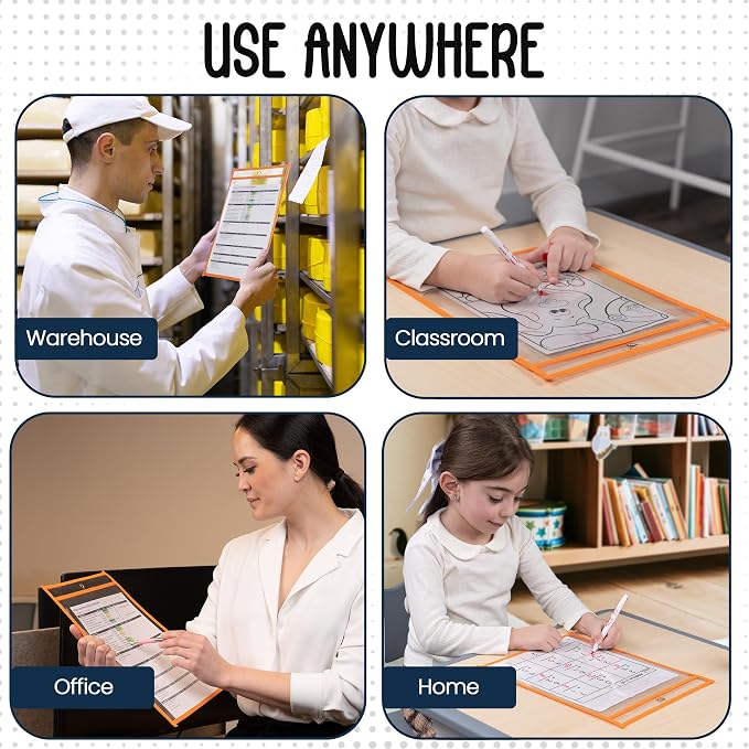 Essex Wares - 5 Pack, Job Ticket Holders, Reusable & Easy Erase Plastic Invoice - Image 5