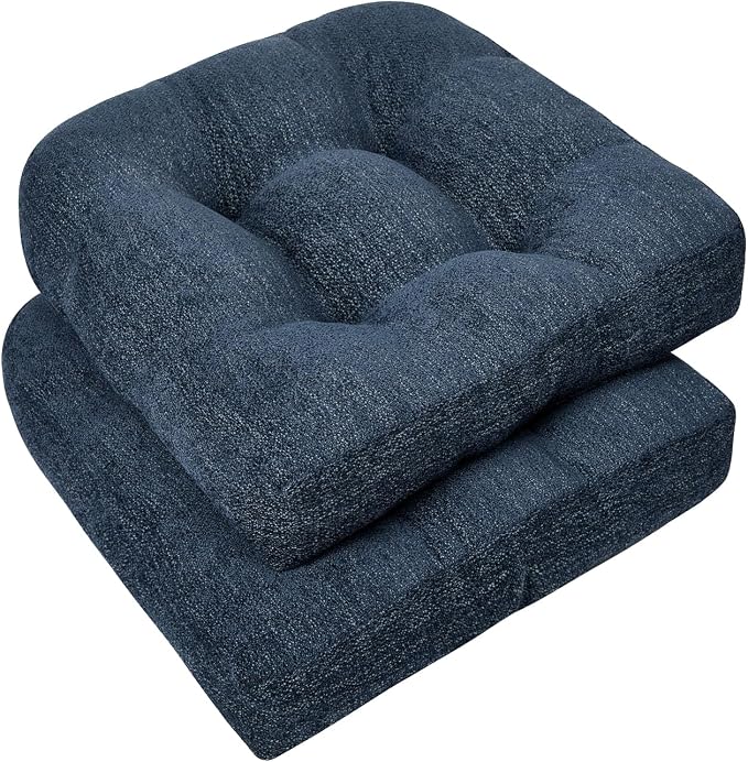 downluxe Chair Cushions for Dining Chairs 2 Pack, Tufted Indoor Chair Pads by Downluxe