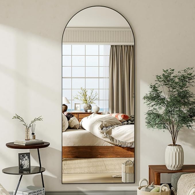 HARRITPURE Arch Floor & Full Length Mirrors - 68" x 24" Body Length Mirror Big Mirror for Bedroom Standing/Hanging/Leaning Wall-Mounted Black-DeskLoop Office