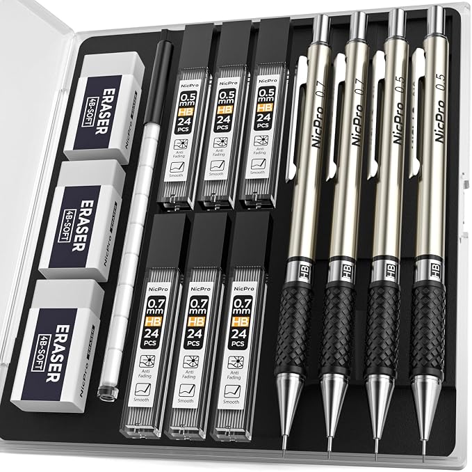 Nicpro Art Mechanical Pencil Set in Case, Lead Pencil by Nicpro