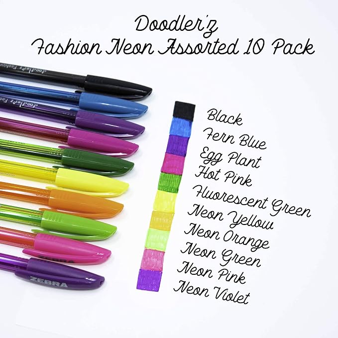 Zebra Pen, doodler’z Gel Stick Pens, 1.0mm Needle-Point Tip, Fashion and Neon - Image 4