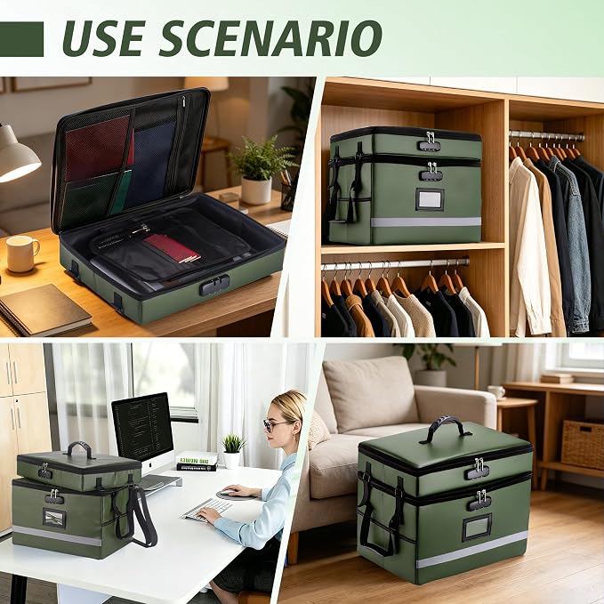 EXLIFBAG 2 Layer File Box with Lock, Portable Document Organizer Box with Handle - Image 7