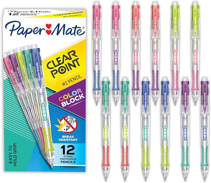 Paper Mate Clearpoint Mechanical Pencils, Color Block Edition, HB #2 Lead by Unknown