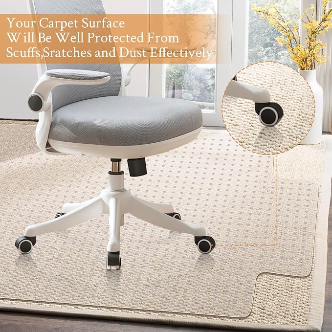 KMAT Office Chair Mat for Carpet, Computer Desk Mat, Heavy Duty Floor - Image 3
