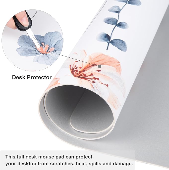 QIYI Large Mouse Pad, Floral Desk Mat - Image 3
