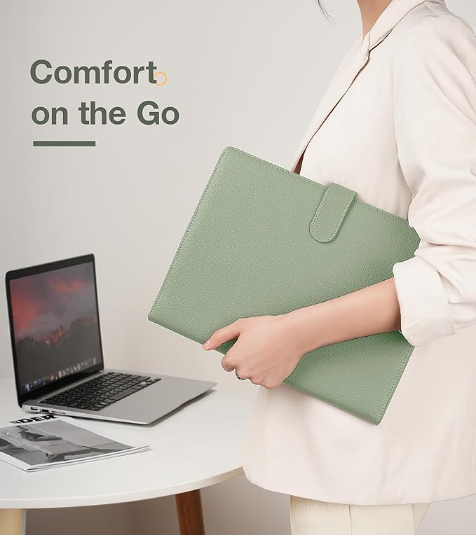 Clipboard Folder Padfolio, Mymazn Writing Portfolio Faux Leather Clipboards with Cover for Legal Pad Holder Letter Size A4 8.5 x 11 for Business Conference Notepad Clip Board (Sage)-DeskLoop Office