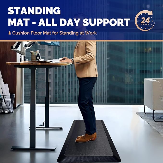 FEATOL Anti Fatigue Mat for Standing, 9/10 Extra Thick Ergonomic Standing Desk - Image 2