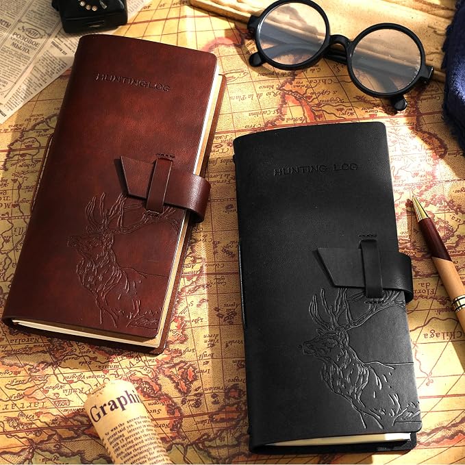 Eaasty 2 Pcs Leather Hunting Log Book Elk Hunting Journal Notebook - Image 5