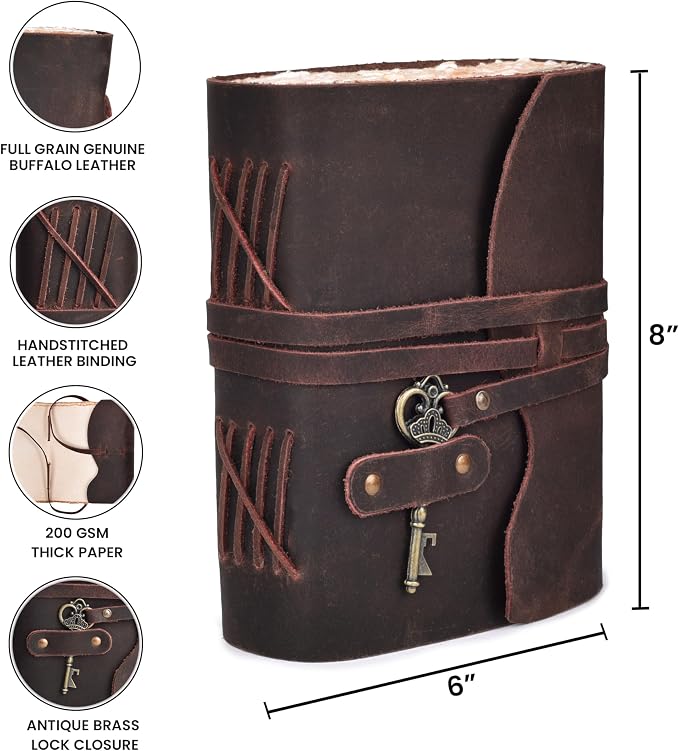 LEATHER VILLAGE Vintage Leather Journal – 200 Handmade Vintage Deckle Edge - Image 5