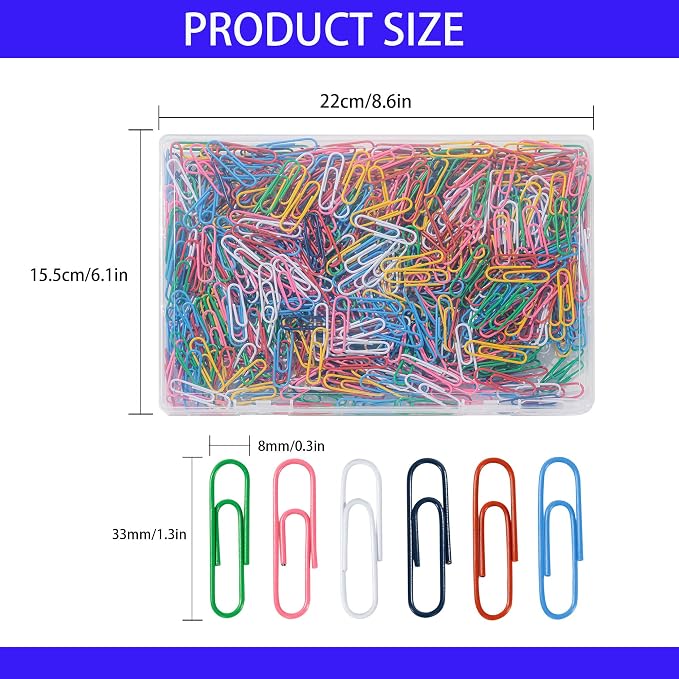 Paper Clips, Daily DIY, 1-2/7" Colored Heavy Duty Ideal - Image 2