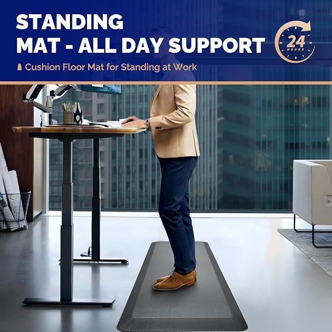 FEATOL Anti Fatigue Mat for Standing, 9/10 Extra Thick Ergonomic Standing Desk - Image 2