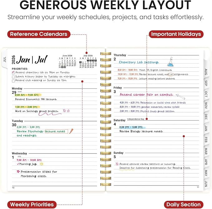 Planner 2026-2027, Academic Year Monthly and Weekly Calendar Planner, Jul 2026 - Image 3