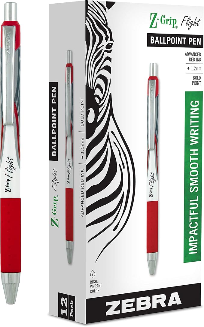 Zebra Pen Z-Grip Flight Retractable Ballpoint Pen, Bold Point 1.2mm, School by ZebraPen
