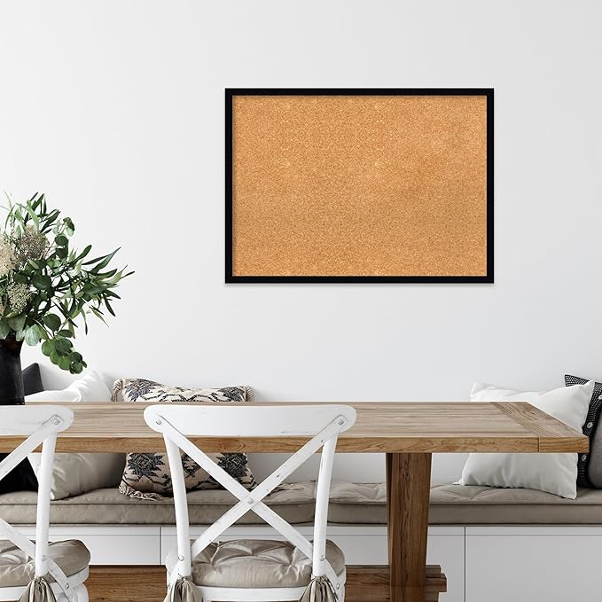 Amanti Art Natural Cork Board for Wall, 21x29 Vision Board with Black Wood Frame, Medium Corkboard Office Decor for Home Organization, Modern Contemporary Corkboard Pinboard to display items for home-DeskLoop Office