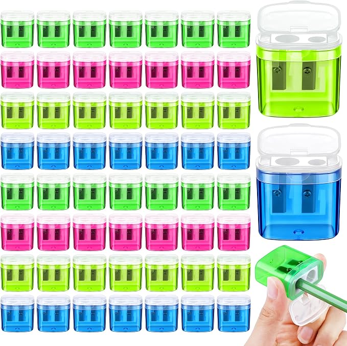 Aodaer 60 Pieces Pencil Sharpeners Manual Double Hole Pencil Sharpener by Aodaer