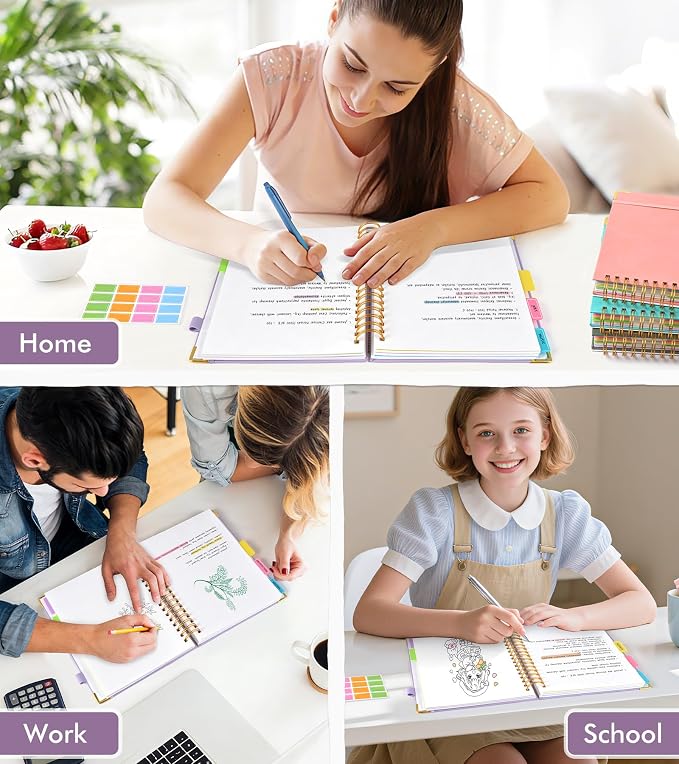 5 Subject Blank Notebook with Removable Dividers Tabs, 300 Pages Hardcover - Image 7