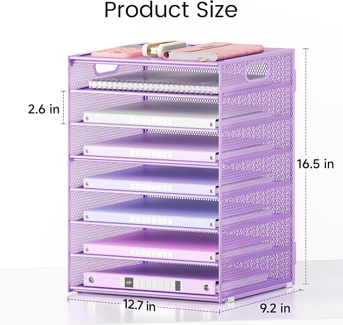 Lavatino 2 Pack 8-Tier Office Desk File Organizer, Letter Tray Paper Organizer - Image 2