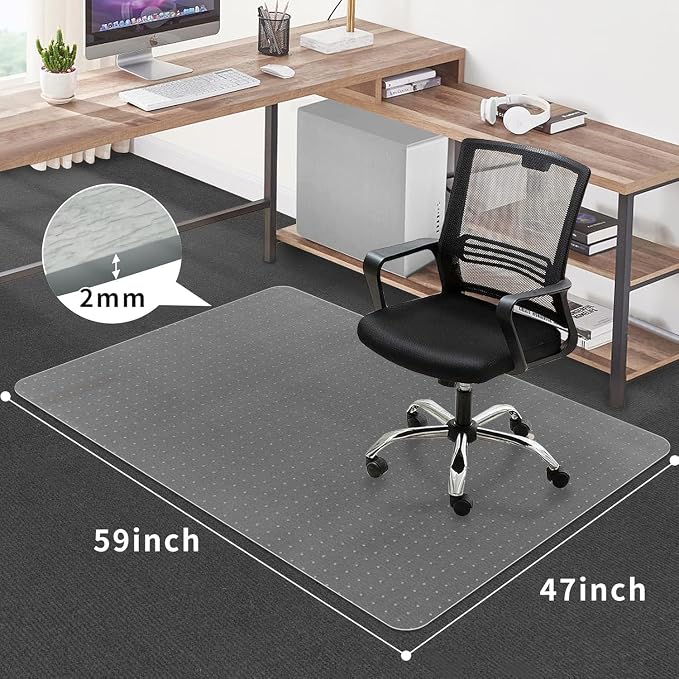 Office Chair Mat for Carpet Floors, Desk Mats 47"X59" for Rolling Desk on Low - Image 4