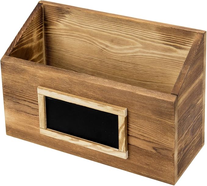 MyGift Rustic Burnt Wood Wall Mounted Mail, File & Magazine Holder Sorter Rack - Image 7