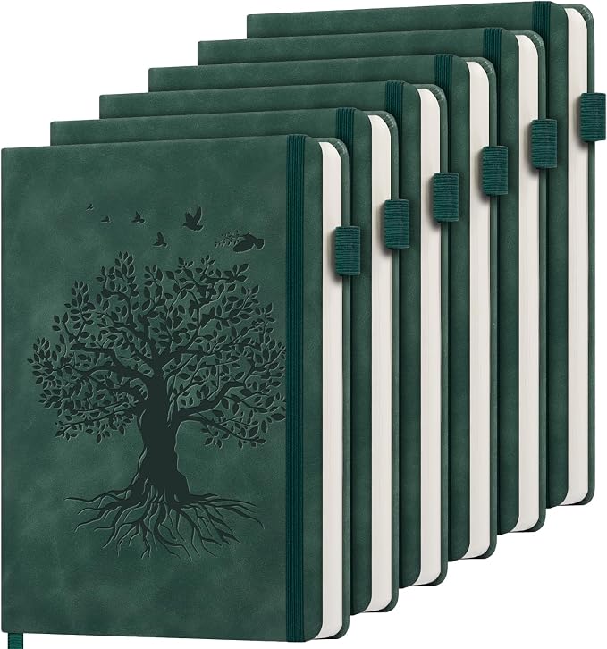6 Pack Lined Journal Notebook for Women Men, A5 Hardcover Leather Journals for by ALKALO