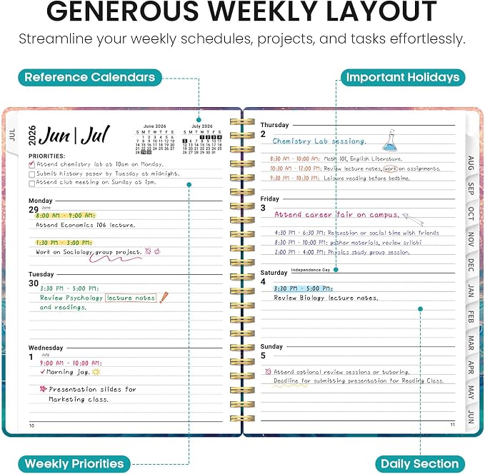 Planner 2026-2027, Academic Year Monthly and Weekly Calendar Planner, Jul 2026 - Image 3