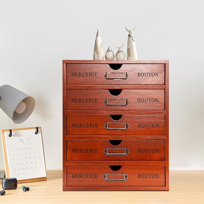 Vintage Wooden Drawers Organizer, 16-Drawer Desktop Storage Box - Image 5
