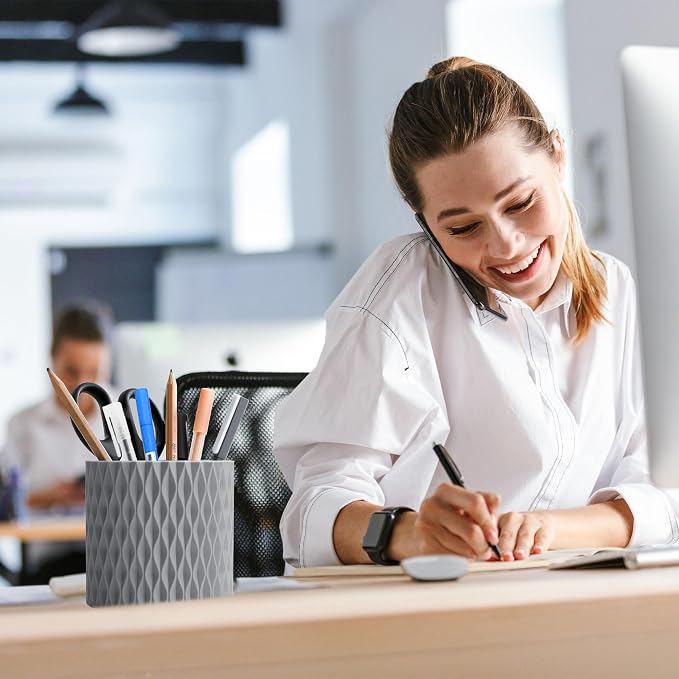 Pencil Holder - 360° Rotation, 5 Slot Desk Supplies - Image 2
