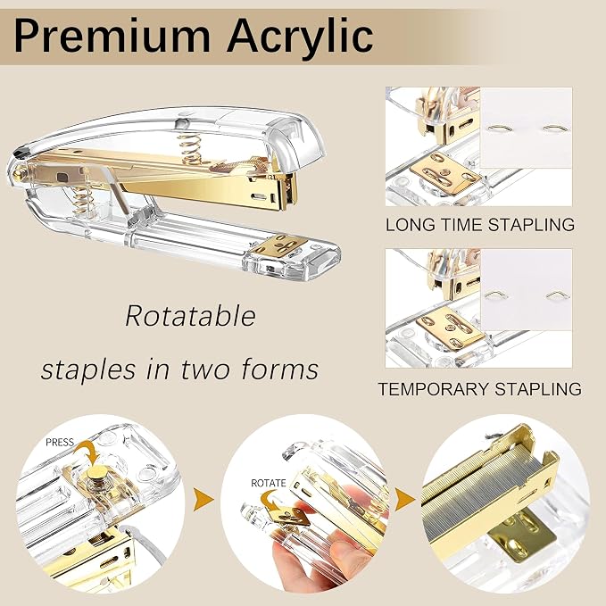Gold Desk Accessories, Office Desk Organizers and Accessories 360°Pen Holder - Image 3