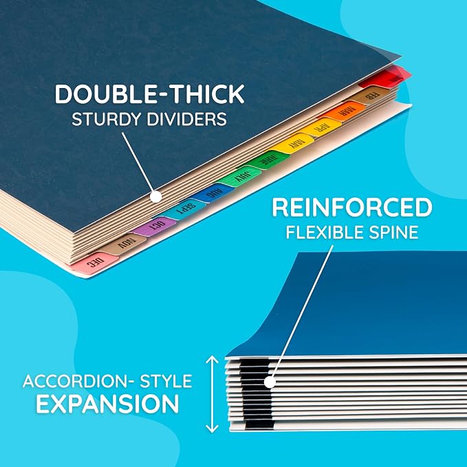 Blue Summit Expanding Monthly File Organizer, Letter Size 12 Month File Folder - Image 3