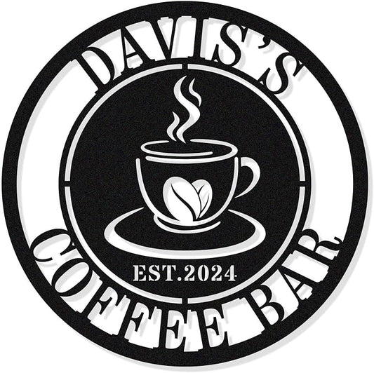 Personalized Coffee Bar Metal Sign, Custom Metal Coffee Sign, Coffee Metal Wall by HYTSIGN