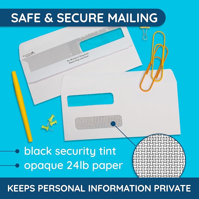 500 No. 8 Flip and Seal Double Window Security Check Envelopes - Image 5
