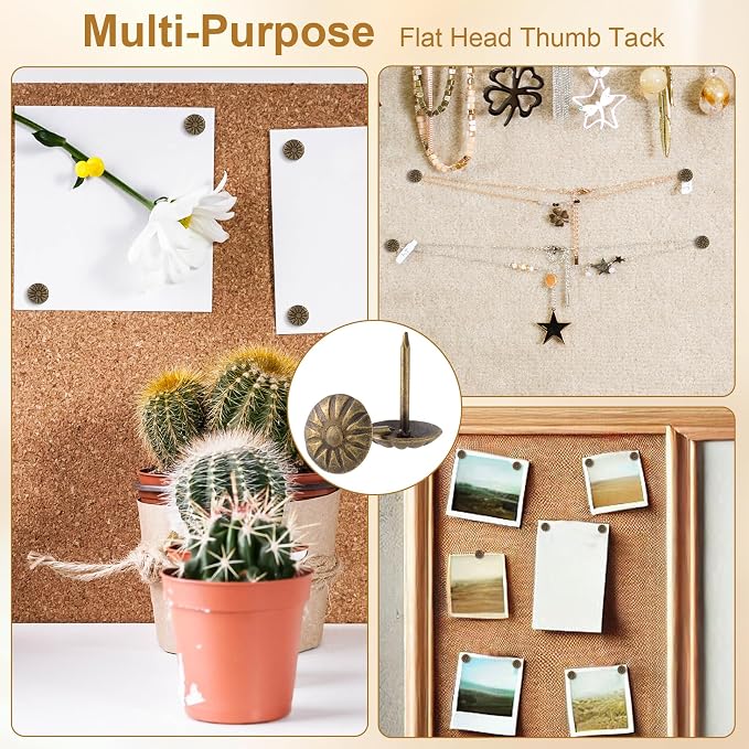 100pcs Metal Thumb Tacks, Heavy Duty Round Head Push Pins, Upholstery Tacks - Image 5