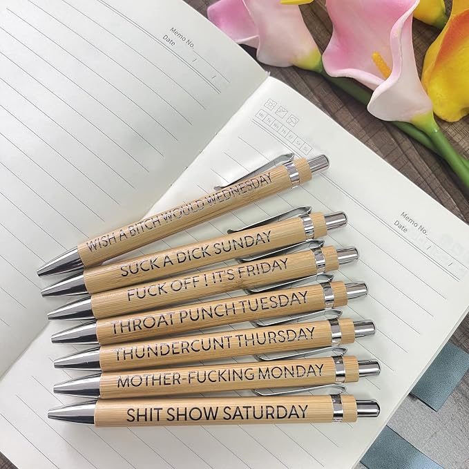 Cityhermit 7-Piece Funny Bamboo Pen Set - Image 6