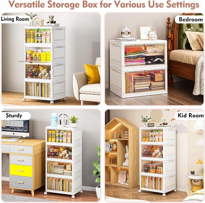 CTSNSLH 4 Tier Plastic Storage Bins and Boxes Organizer - 28Qt Stackable - Image 4