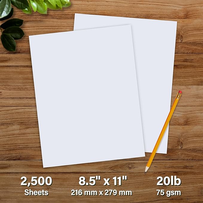 Elementree Sustainable Printer Paper Case 8.5" x 11" – Made from Sawmill Waste – 20 lb Copy & Multipurpose Computer Paper – 2500 Sheets – Made in the USA - Printer & Copier Compatible (00918C)-DeskLoop Office