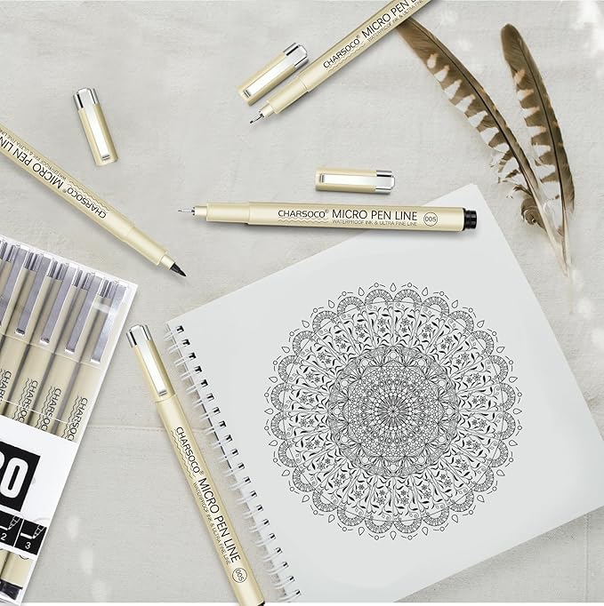 Black Micro Pens, 20 Sizes in 0.15mm - 5mm, Waterproof Archival Ink, Fine Point Pen for Artist Illustration, Sketching, Anime, Manga and Technical Drawing-DeskLoop Office