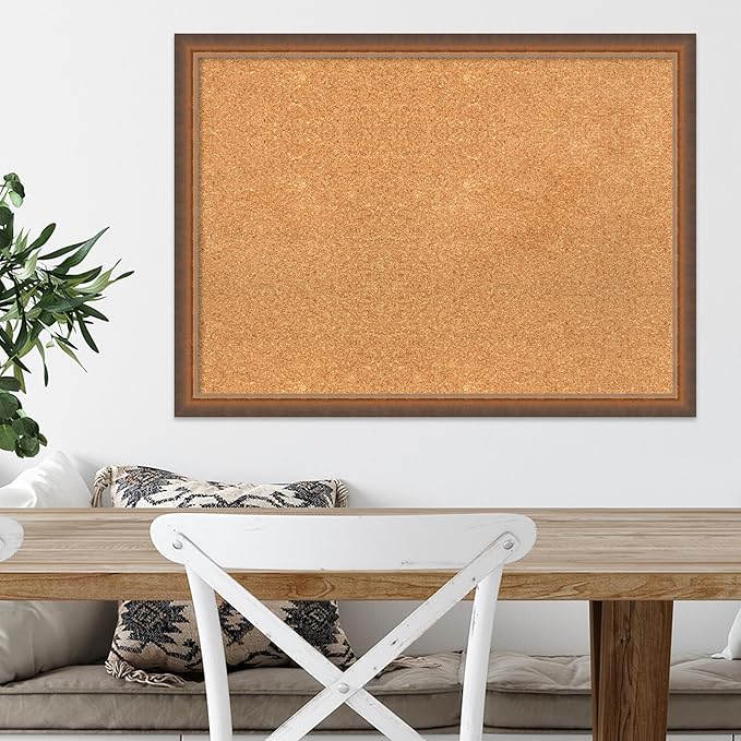 Amanti Art Natural Cork Board for Wall, 22x30 Vision Board with Bronze Frame, Medium Corkboard Office Decor for Home Organization, Modern Corkboard Pinboard to Display Items for Home Organization in-DeskLoop Office