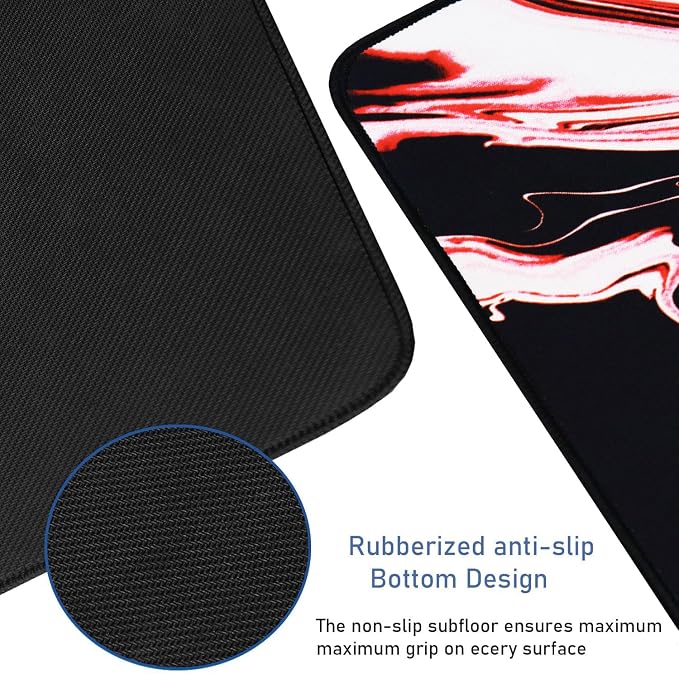 Large Extended Mouse Pad with Stitched Edges, Durable Non-Slip Natural Rubber - Image 3