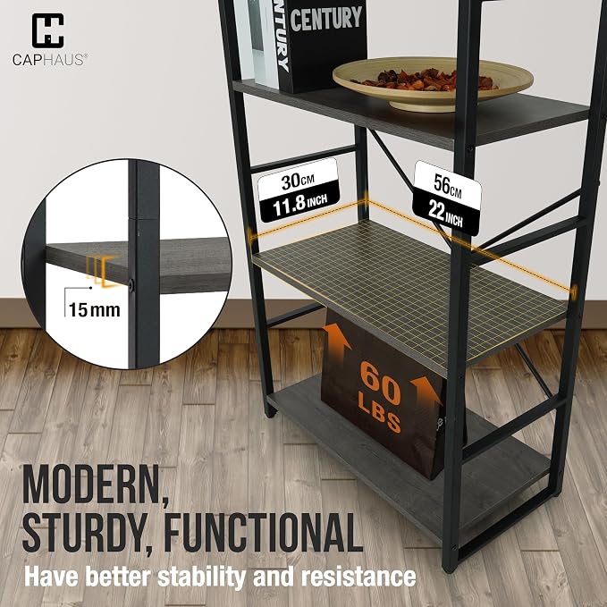 CAPHAUS 2 Tier Small Bookshelf, 24 Inch Width Free Standing Shelf, Bookcase - Image 6