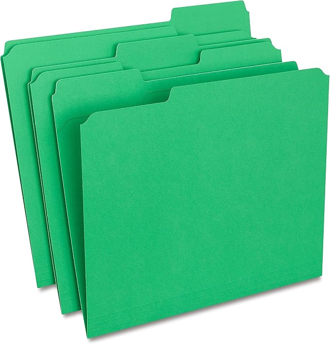 Staples Reinforced File Folder, Letter Size, 1/3‑Cut Tab, Durable Construction by Staples