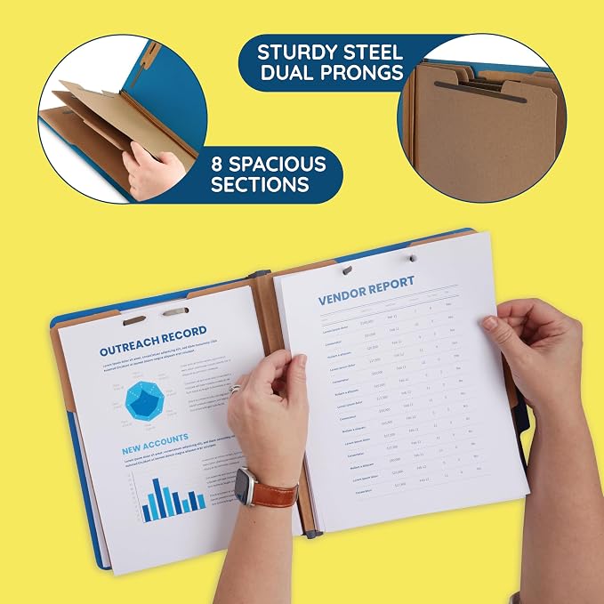 Blue Summit Supplies Dark Classification Folders, 3 Dividers, Letter Size - Image 3