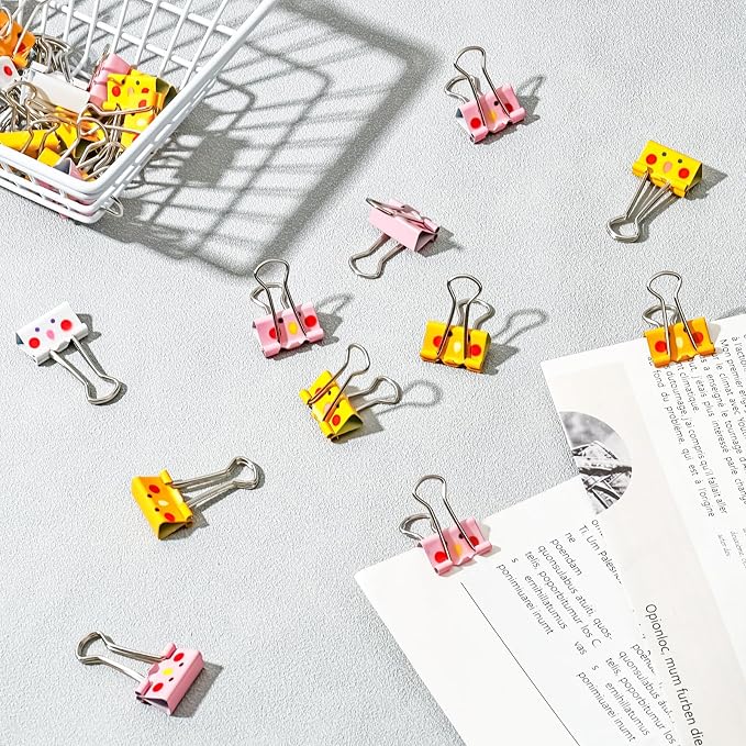 BAYTORY 32Pcs Cute Binder Clips, 3/4 Inch Small Binder Clips, Colored Paper Clip - Image 7