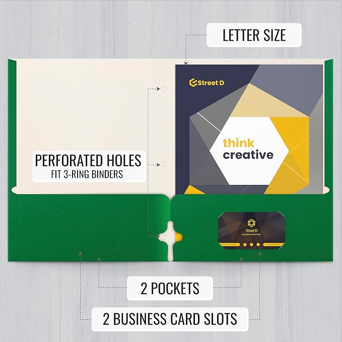 Better Office Products Green Folders, 50 Pack Letter Size Pocket Folders - Image 2