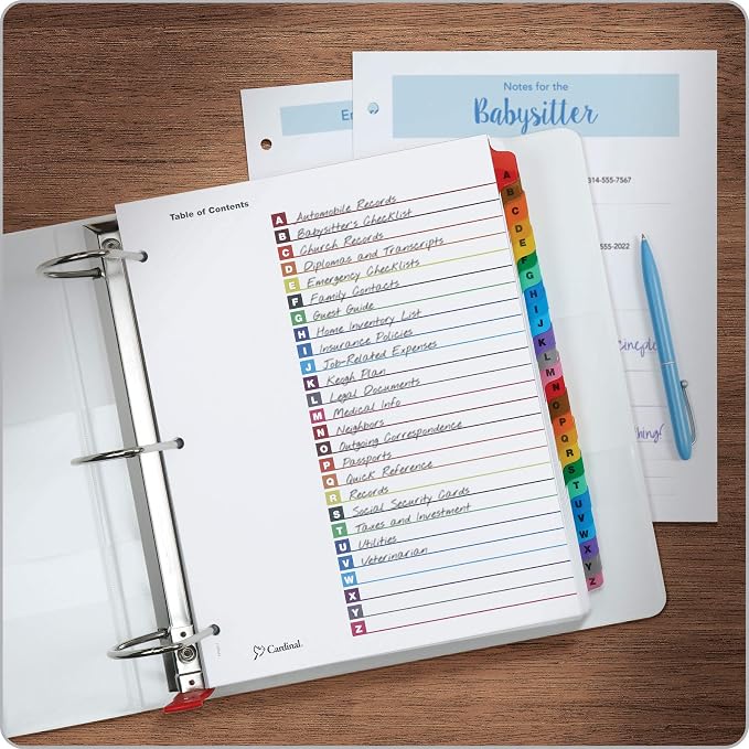 Cardinal Binder Dividers, A-Z Tabs, Customizable Table of Contents Page - Image 4