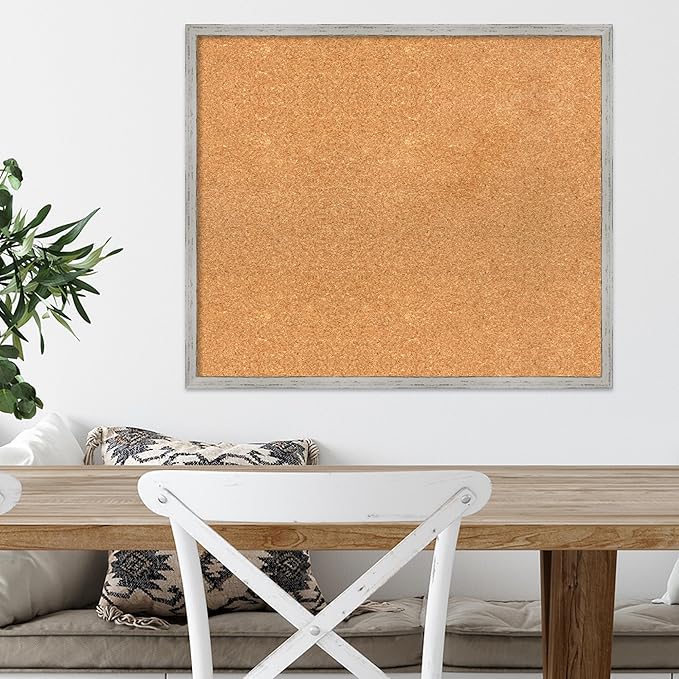 Amanti Art Natural Cork Board for Wall, 23x27 Vision Board with White Frame, Medium Corkboard Office Decor for Home Organization, Cottage Corkboard Pinboard to Display Items for Home Organization in-DeskLoop Office