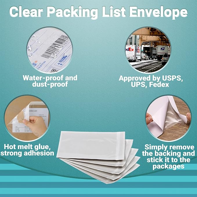 APQ Clear Top Loading Packing List Envelopes, 4.5 x 5.5 Inches. 1000 Pack - Image 4