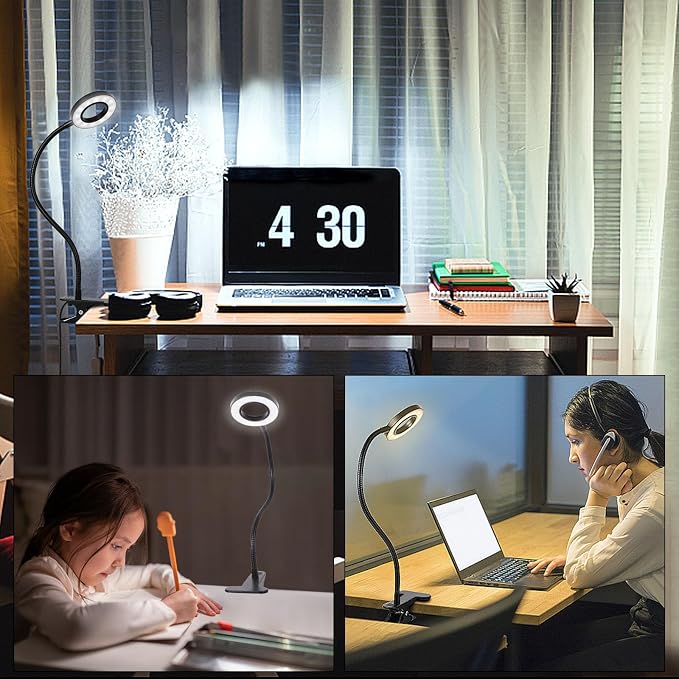 Woputne Desk Clip on Lamp for Reading Home Office, - Image 6