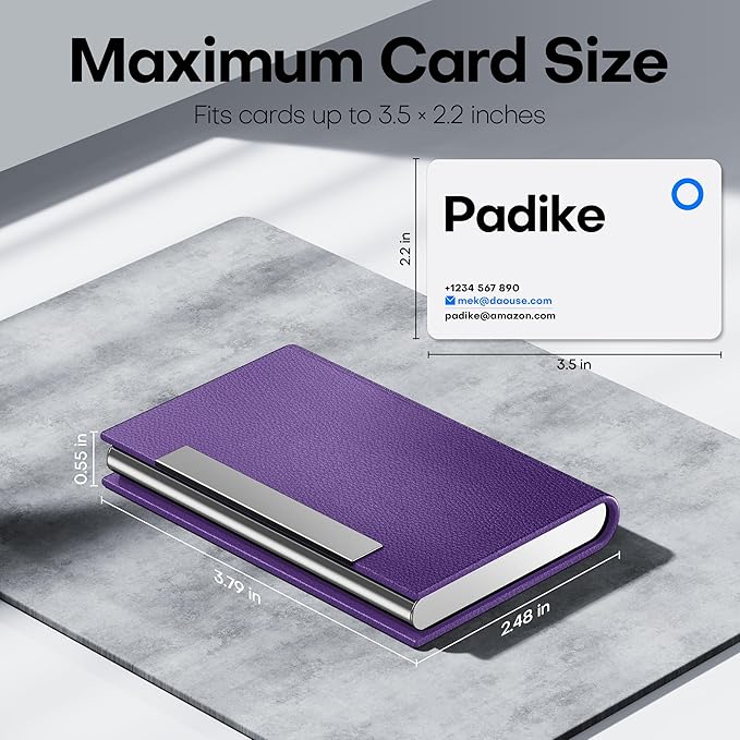 Padike Business Card Holder, Business Card Case Professional PU Leather & - Image 5